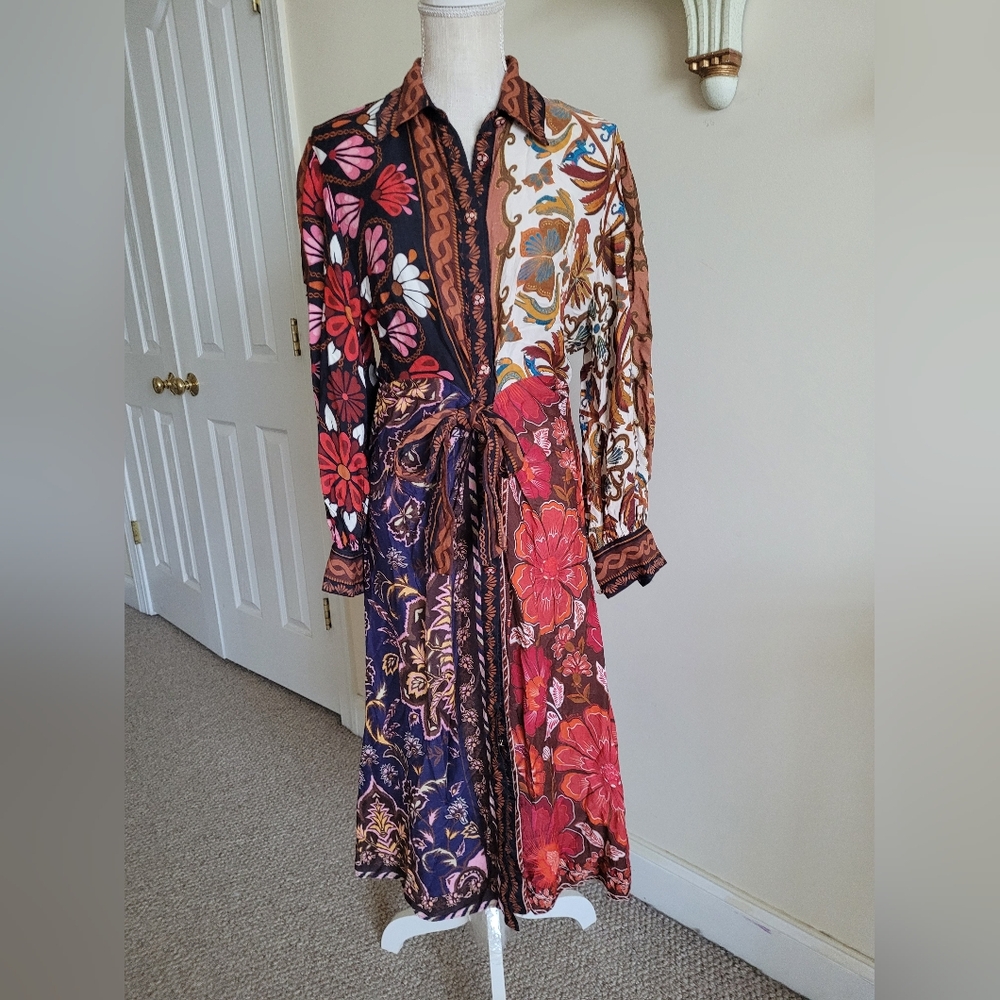 FARM Rio Multi-Color Floral Patchwork Midi Dress - Picture 5 of 10